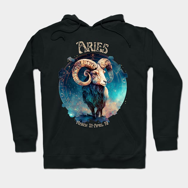 Retro Aries Zodiac Sign Hoodie by Curio Pop Relics